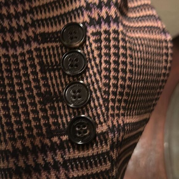 Marc Cain Women's Size N3 Belted Peacoat Black Brown Herringbone Plaid New - Picture 7 of 12